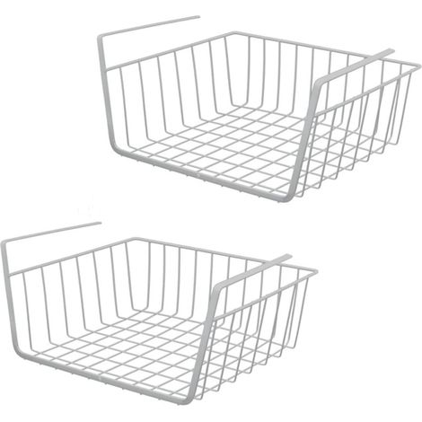 GROOFOO Panier Suspendu, 2 Pcs Panier de Rangement Sous Étagère Métallique Paniers à Étagères Empilables,Panier de Rangement de Cuisine pour Cuisine,Bureau,Salle de Bain (1/5)