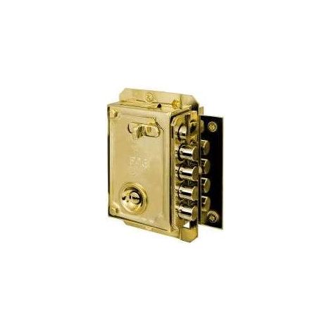 FAC Seguridad Cerradura S90 Sobreponer Izquierda con cilindro de 50mm color dorado (1/3)