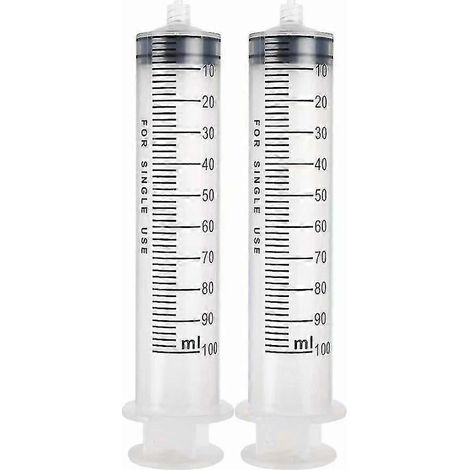 Kunststoffspritze 100 ml, wiederverwendbar, geeignet zum Entleeren von Bremsflüssigkeit und Motorölbehälter (2 Stück)