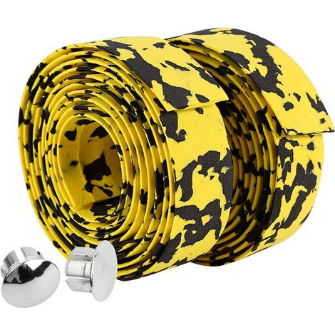 pièces de ruban adhésif pour guidon de vélo de route, 2 bouchons de barre (noir + blanc) (1/5)