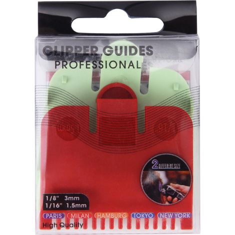Juego de 2 peines guía profesionales de 1,5 mm y 3 mm, de colores, para máquinas de cortar pelo eléctricas y maquinillas de afeitar.