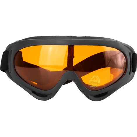 Ortviai Lunettes de protection UV400 pour moto, ski et sports outdoor – Verres orange en polycarbonate anti-choc et coupe-vent