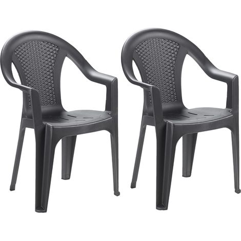2 Stück Stapelstuhl Ischia Rattan-Optik Anthrazit-MISC128AN-2 (1/2)