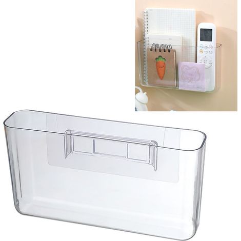 Transparenter Wandorganizer, großes Modell (22,6 x 12 x 5 cm), robuste Kunststoffkonstruktion, einfache Montage mit beiliegendem Klebestreifen (1/5)