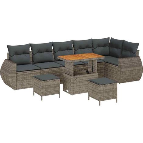 Maison Exclusive - Set Divano da Giardino 9 pcs Grigio polyrattan