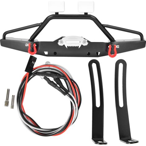 Pare-chocs avant métallique avec rampe LED, compatible Axial SCX10 II 90046, accessoire voiture RC (1/5)