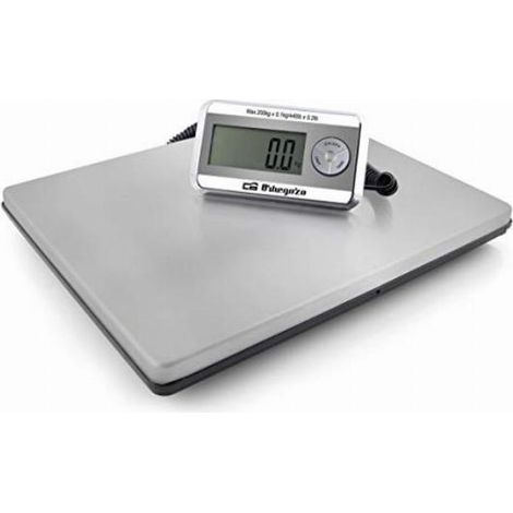 Orbegozo Pc 5500 - Bilancia da cucina industriale, capacità massima 200 kg, superficie in acciaio inox (39 x 31 cm), funzione tara, funziona a batteria e con adattatore di corrente (1/5)