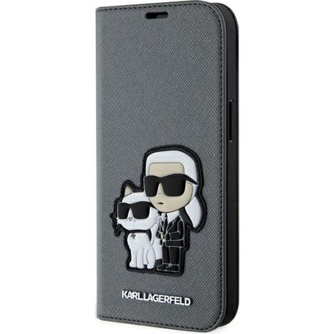 Karl Lagerfeld KLBKP14SSANKCPG iPhone 14/ 15 / 13 6.1" bookcase argento/argento Saffiano Karl & Choupette (1/5)