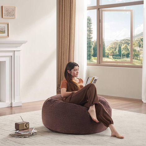 Fauteuil poire 90x90x50 cm marron, pliable et housse lavable, garnissage en mousse MEUBLIV (1/5)
