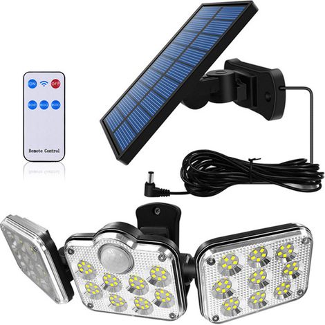 Nueva lámpara solar de pared LED de tres luces con detección de movimiento, para jardín, casa, garaje, alumbrado público, foco 2858 (Siamés) (1/5)