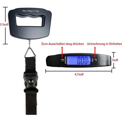 Bilance digitali per bagagli con schermi LCD, bilance per valigie, bilance per pesci, bilance a sospensione, bilance portatili con ampi schermi LCD e bilance da viaggio (portata massima 50 kg di bagag (1/3)