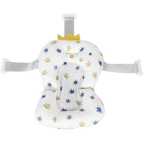 Coussin de bain flottant pour bébé, réglable, avec motif couronne blanche, pour baignoire. (1/5)
