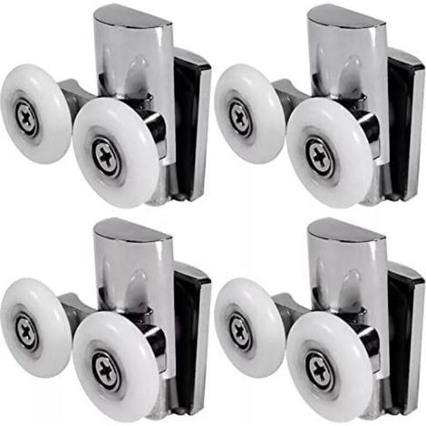 Roulettes de Porte de Douche,23 mm Roues en Haut ou en Bas pour Cabine Salle de Bains Porte en Verre (23mm/2top+2bottom)