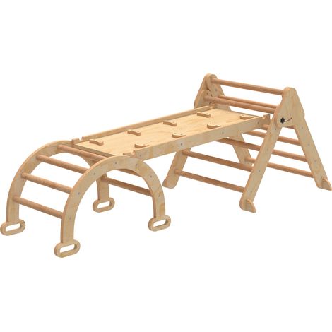 AIYAPLAY Gioco Educativo 5 in 1 con Triangolo, Parete Liscia e Arco in Legno