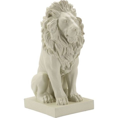 Statua leone Stons in resina color crema