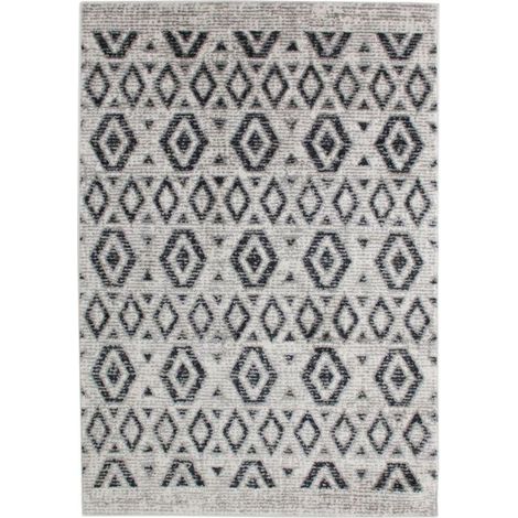 FERRY - Tapis esprit scandinave à motifs losanges gris beige 160x230 (1/5)