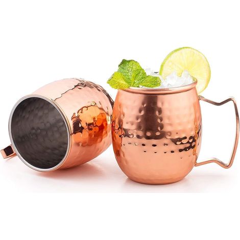 Moscow Mule Tasse en cuivre pur, nickel et cuivre martelé Idéal pour une boisson fraîche ou un bar ou à la maison (1/5)