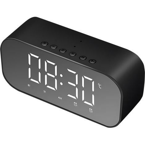 Réveil-Haut-Parleur - Bluetooth 4.2 - Puissance 3 W × 2 - Autonomie 6 H - Dimensions 142 × 51 × 88 mm - ABS - Noir/Gris/Doré/Rose Doré - 1 Pièce (1/5)
