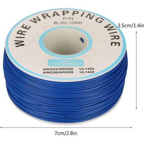 bobine de fil de cuivre monoconducteur, 30 AWG, diamètre du noyau 0,25 mm (bleu) (1/4)