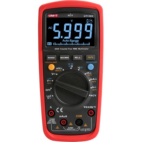Uni-T UT139S multimètre noir et rouge compact (1/5)