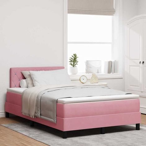 Lit Ă ressort LED avec tĂŞte de lit Rose 120 x 200 cm Velours (1/5)