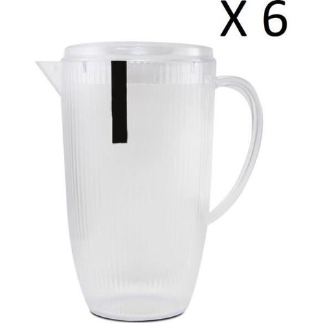 Lot de 6 pichet à anse, broc, carafe avec couvercle et bec, capacité 2.5 L - Diamètre 20-14 x Hauteur 24.4 cm -JUANIO (1/3)