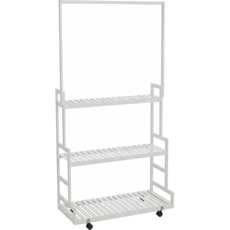 Portemanteau sur pied en bambou HWC-Q33, portemanteau, porte-vétements, étagére à chaussures, 1 trin