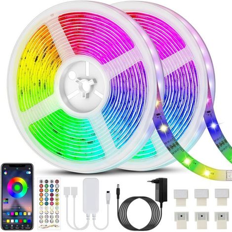 LED 20M(10m2) Bande LED 5050 RGB Bande Lumineuse Flexible Multicolore avec Télécommande à 40 Touches, Synchroniser avec la Musique, pour Fête Décor pour la Maison Chambre Bar (1/4)