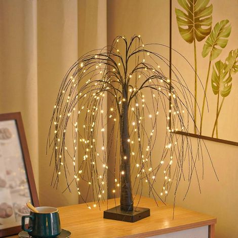 Guirlande lumineuse d'Halloween en forme d'arbre en osier, 192 LED, branches ajustables, lampe de table noire à lumière chaude (1/5)