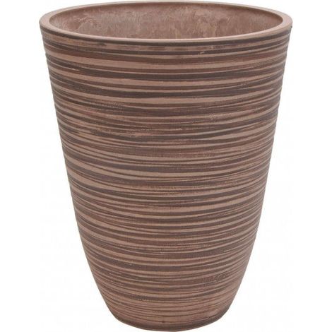Vaso tondo piccolo a cono da giardino in fibra di argilla Ø25,5x32,5 cm Dicentra -  Tan