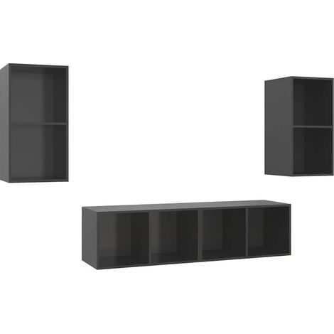 Maison Exclusive - TV-Wandschränke 4 Stk. Hochglanz-Grau Holzwerk (1/5)