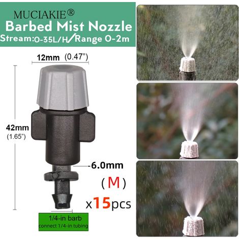 Pipette d'irrigation réglable à 90/180/360° (M), micro-buse pour arrosage de jardin, buse rotative, pulvérisateur à brouillard avec compensation de diamètre de tuyau 4/7 mm (1/5)