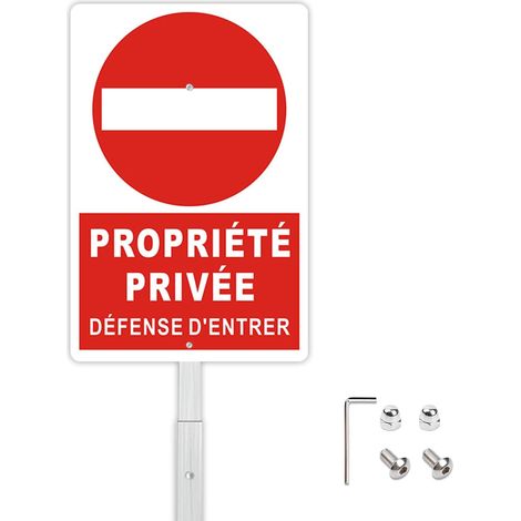 Panneau Propriété Privée avec Piquet,30x20cm Aluminium Réfléchissant Panneau Propriété Privée Défense d'Entrer Signalétique Résistant Intempéries aux UV (1/5)