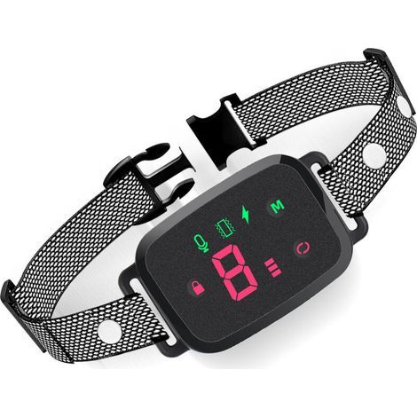 Collier Anti Aboiement Chien, Collier de Dressage Intelligent Rechargeable avec écran Tactile Choc électrique/Vibration/Son 3 Modes Inoffensifs Collier Electrique pour Petit/Moyen/Grand Chien