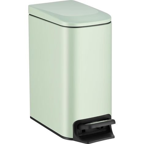 Grüner Mülleimer 29,8 x 15 x 30,2 cm, 1 kleiner Badezimmer-Mülleimer mit Deckel, 6 Liter, Edelstahl-Mülleimer mit Pedal (1/5)