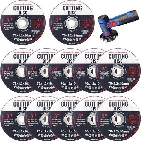 Pack of 12 76 mm Cutting Discs for Wood and Metal - Abrasive Flap Discs Black (1/5)