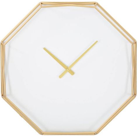 Orologio da parete ottagonale in ferro color oro per salotto e cucina (1/5)
