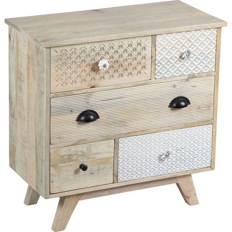 TROMSO - Commode 5 Tiroirs en Manguier Massif Clair (1/3)