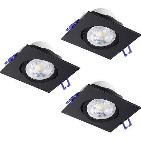 Set 3 Faretti Incasso Quadrati Saliceto Alluminio Nero 3 Luci Led 6W 3X580Lm (1/4)