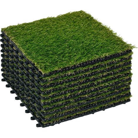Gazon synthétique, dalles de 30 x 30 cm, hauteur de gazon de 20 mm, matériau résistant aux UV, installation facile, adapté pour l'intérieur et l'extérieur (1/5)