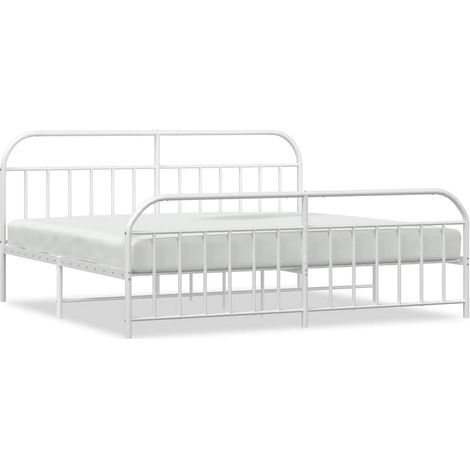 Maison Exclusive - Giroletto con Testiera e Pediera Metallo Bianco 193x203 cm (1/5)
