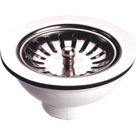 Neptune – Bonde de lavabo manuelle Ø114 mm – Pour évier perçage Ø90 mm – Inox 18/10 – Plateau et panier inclus