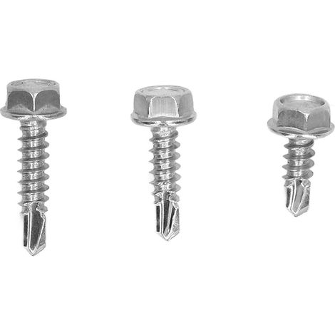 Assortiment de 150 vis autotaraudeuses à tête plate hexagonale avec rondelle en acier inoxydable 304