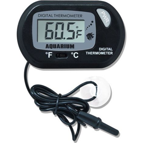 Thermomètre LCD Numérique d'aquarium avec Ventouses et Sonde Étanche pour Aquarium Fish Tank, Vivarium Reptile Terrarium (2PCS，noir)