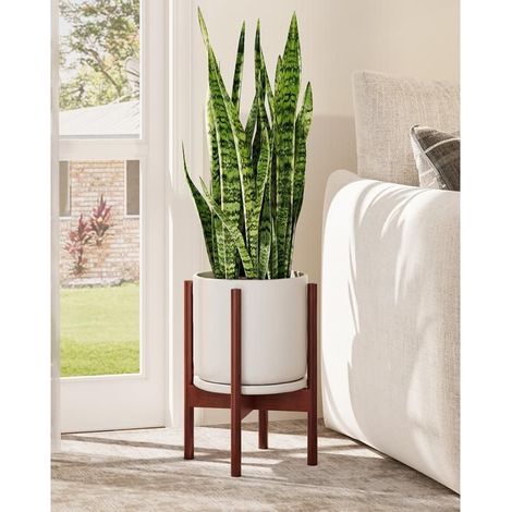 Support plante - BAMWORLD - Réglable télescopique - Largeur 20,3–30,5 cm - 100% bambou - Marron/Rose (1/5)
