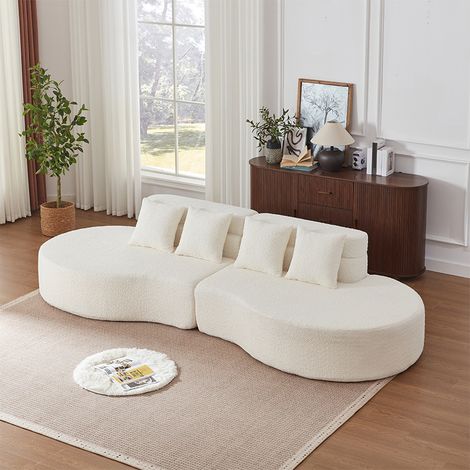 Canapé Modulaire 2 Pièces Mousse Memory – Chenille Doux, Bezug Amovible Lavable, Sans Cadre, Design Minimaliste Courbé (1/5)