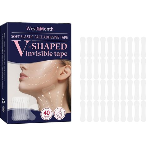 West&Month 40 pièces ruban adhésif visage élastique doux en V invisible liftant raffermissant imperméable