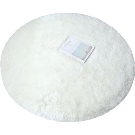 Tapis Rond Chambre Tapis Salon Anti Slip Doux Moelleux Tapis Shaggy Tapis de Sol Grand pour Couloir (Blanc. 80cm) (1/4)