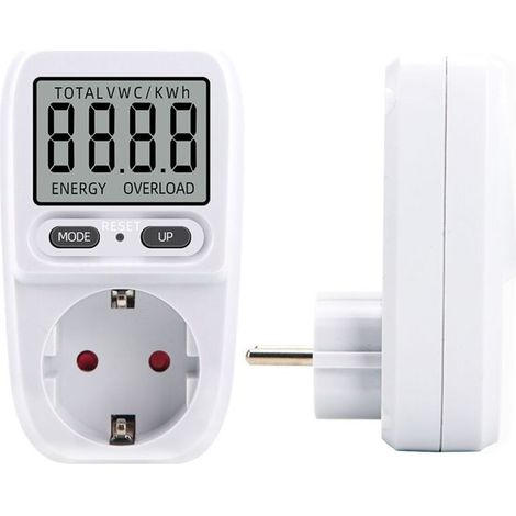 UlisemWattmètre 230 V/16 A, wattmètre, compteur d'énergie à prise, compteur de consommation d'énergie, contrôleur de consommation d'énergie avec écran LCD, puissance maximale 3680 W (1 pièce) (1/4)