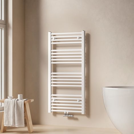 EMKE Badheizkörper Handtuchtrockner Handtuchwärmer 50x100cm 451 Watt Weiß Bad-Heizkörper Mittelanschluss